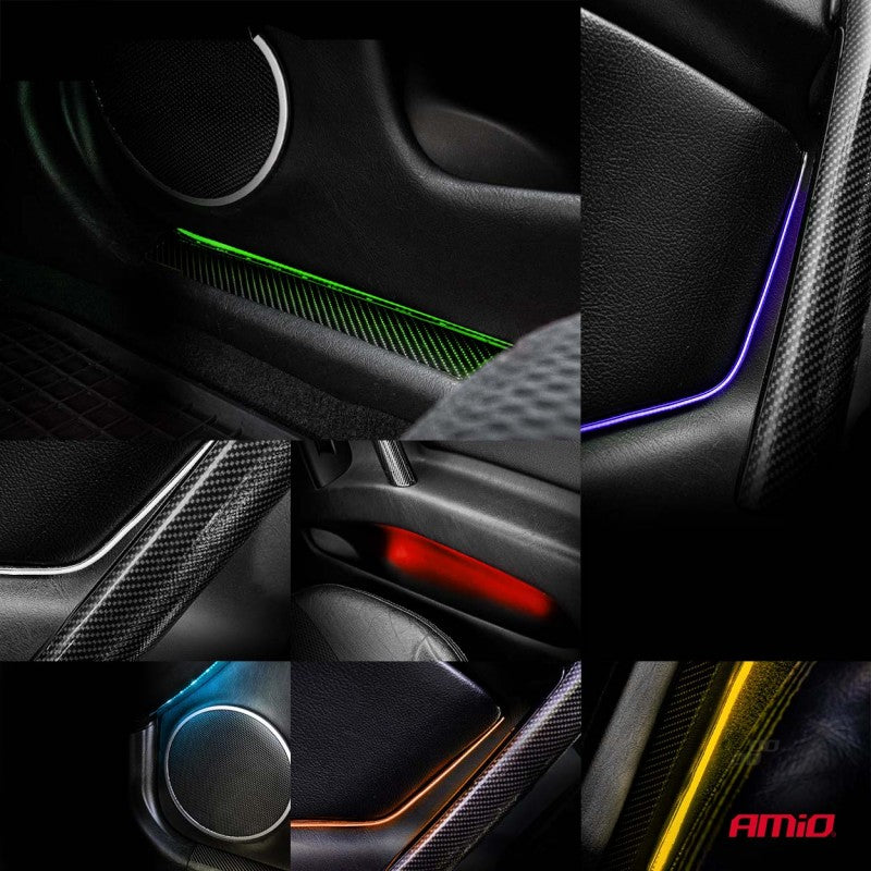 Benzi LED COB pentru mașini, RGB multicolor cu telecomandă, 2x30cm, 12V AMIO-04579