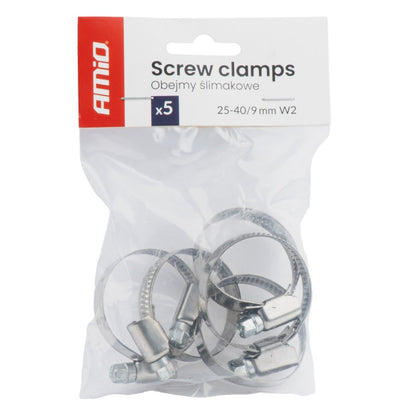 Clemă cu șurub 5 buc 25-40mm/9mm W2 AMIO-04586