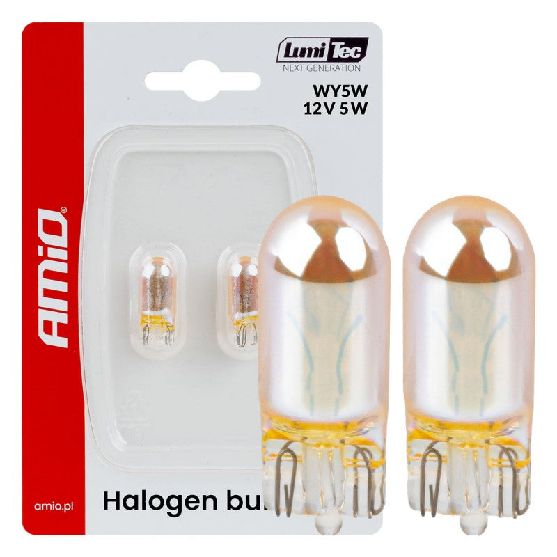 Becuri halogen WY5W 12V5W LumiTec portocaliu crom 2 buc AMIO-04626