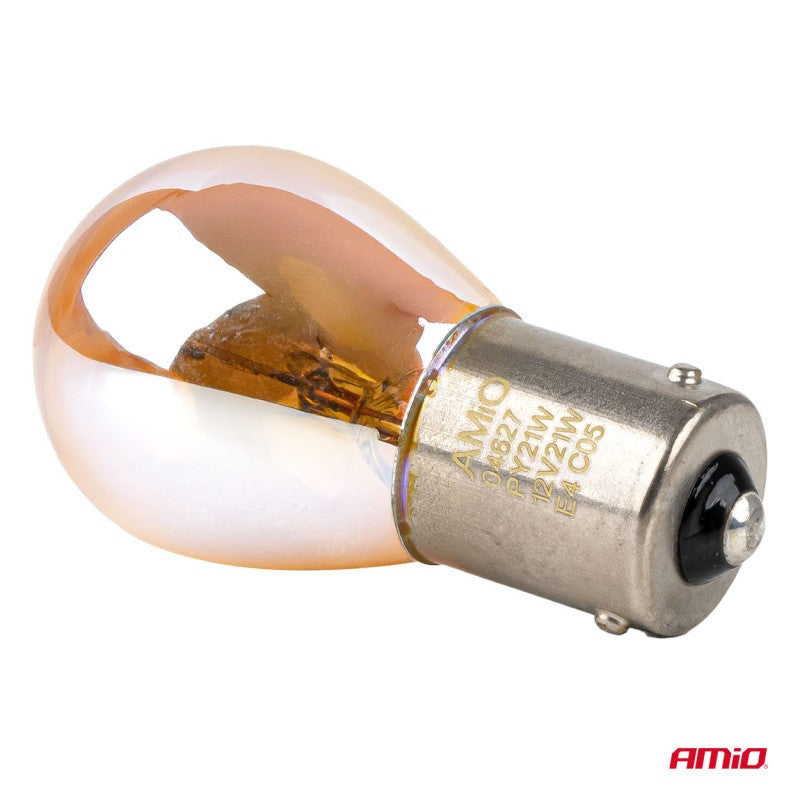 Becuri halogen PY21W 12V 21W BAU15S LumiTec portocaliu crom 2 buc AMIO-04627