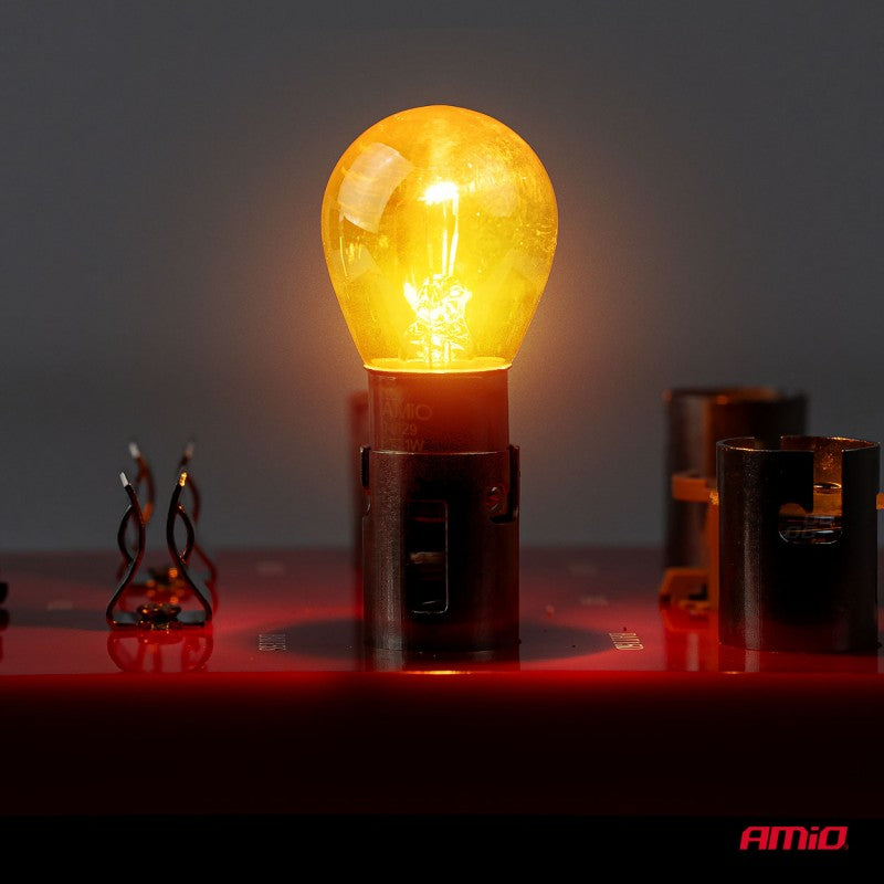 Becuri halogen PY21W 12V 21W BAU15S LumiTec crom portocaliu 2 buc. AMIO-04629