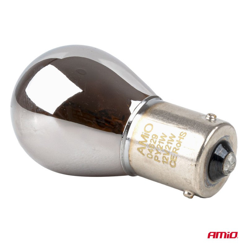 Becuri halogen PY21W 12V 21W BAU15S LumiTec crom portocaliu 2 buc. AMIO-04629