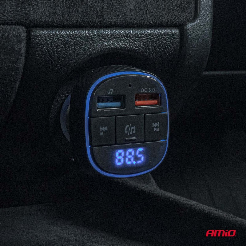 Modulator FM auto 2×USB-A 12V 24V AMIO-04648