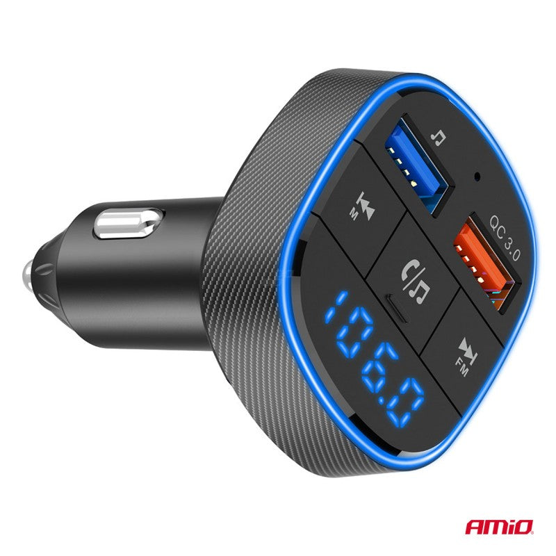 Modulator FM auto 2×USB-A 12V 24V AMIO-04648