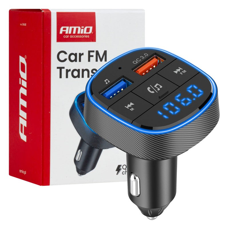Modulator FM auto 2×USB-A 12V 24V AMIO-04648