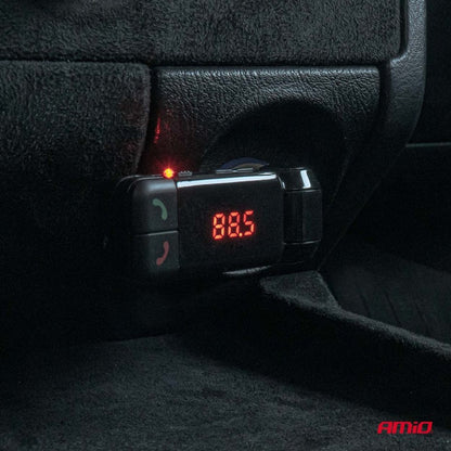 Modulator FM auto pliabil 2×USB-A 12V 24V AMIO-04650