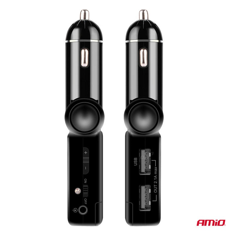 Modulator FM auto pliabil 2×USB-A 12V 24V AMIO-04650