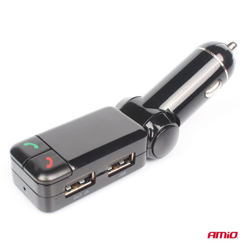 Modulator FM auto pliabil 2×USB-A 12V 24V AMIO-04650