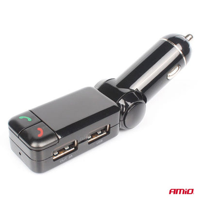 Modulator FM auto pliabil 2×USB-A 12V 24V AMIO-04650