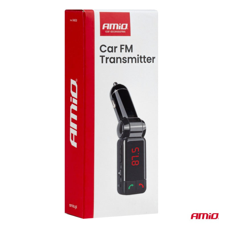 Modulator FM auto pliabil 2×USB-A 12V 24V AMIO-04650