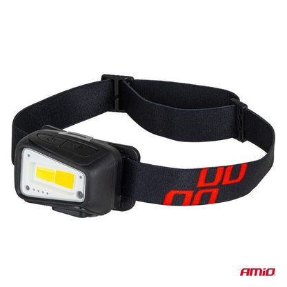 Lanternă frontală reîncărcabilă cu senzor de mișcare COB 1800mAh (BATT) AMIO-04666