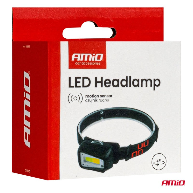 Lanternă frontală reîncărcabilă cu senzor de mișcare COB 1800mAh (BATT) AMIO-04666
