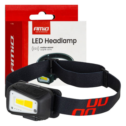 Lanternă frontală reîncărcabilă cu senzor de mișcare COB 1800mAh (BATT) AMIO-04666