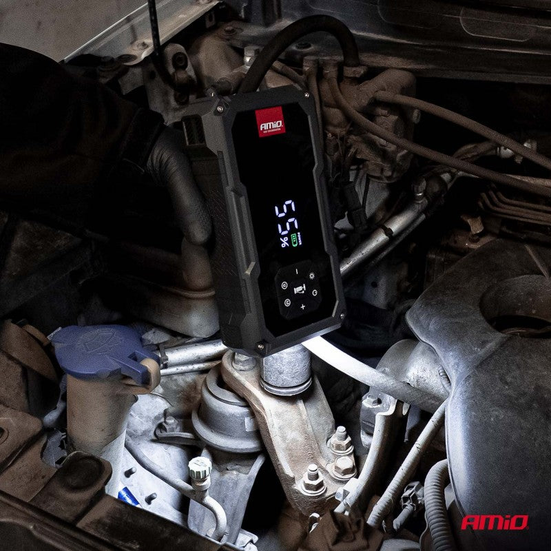Acumulator portabil 4 în 1 cu LED/Compresor de aer/Baterie externă 12V 7,2Ah 600A PRO AMIO-04674