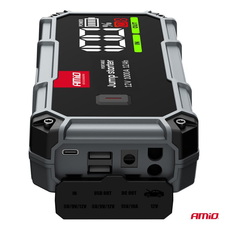 Acumulator portabil 3 în 1 cu LED și baterie externă 12V 12Ah 1000A PRO AMIO-04676