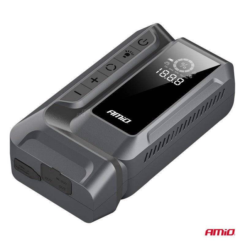Starter portabil 4 în 1/LED/Compresor de aer/Acumulator extern 12V 12Ah 1600A AMIO-04677