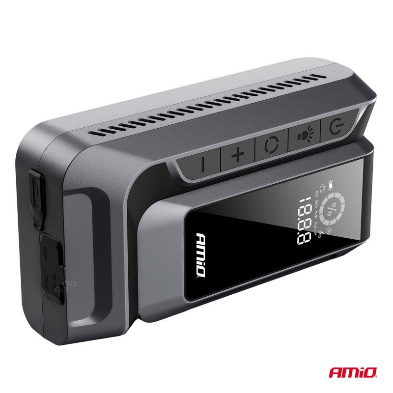 Starter portabil 4 în 1/LED/Compresor de aer/Acumulator extern 12V 12Ah 1600A AMIO-04677