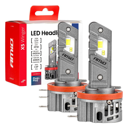 Becuri auto LED X5 WINGER H15 49W 6000K CANBUS AMIO-04685