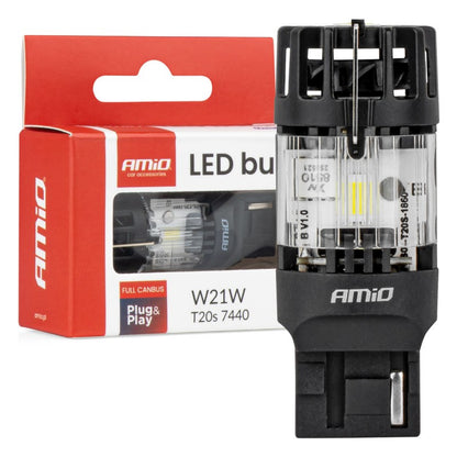 Bec LED LumiTec T20S 7440 W21W 12V FULL CANBUS alb 1 buc AMIO-04686