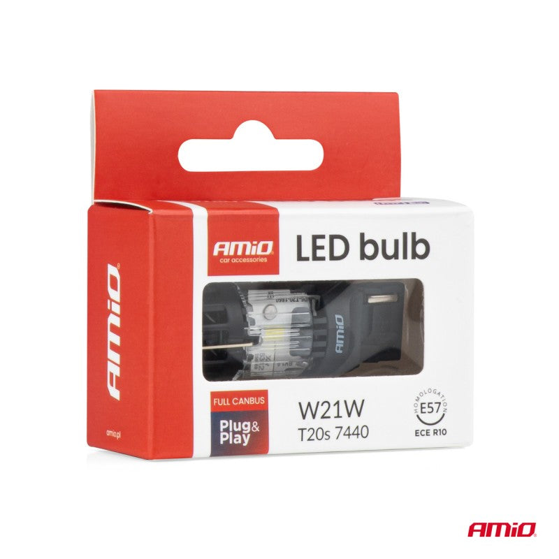 Bec LED LumiTec T20S 7440 W21W 12V FULL CANBUS alb 1 buc AMIO-04686