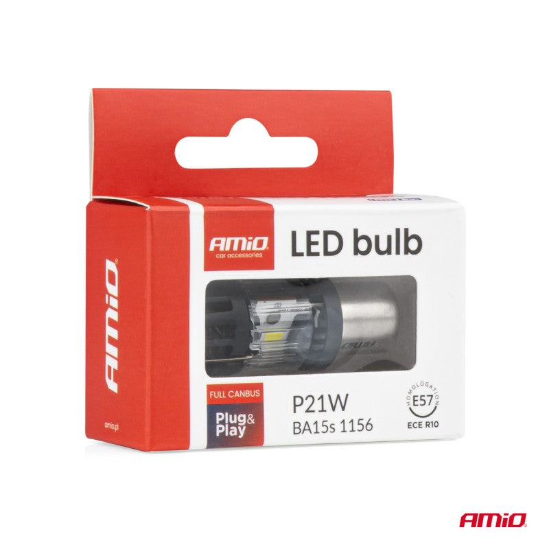 Bec LED LumiTec BA15S P21W 12V FULL CANBUS alb 1 buc. AMIO-04688