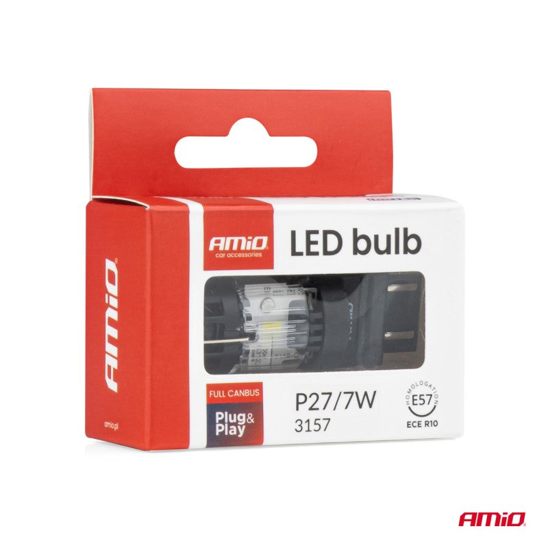 Bec LED LumiTec 3157 P27/7W 12V FULL CANBUS alb 1 buc. AMIO-04691