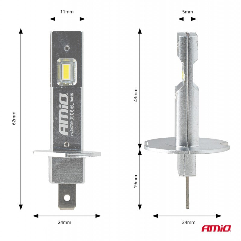 Set becuri LED seria H25 CANBUS H1 12V 20W AMIO-04709
