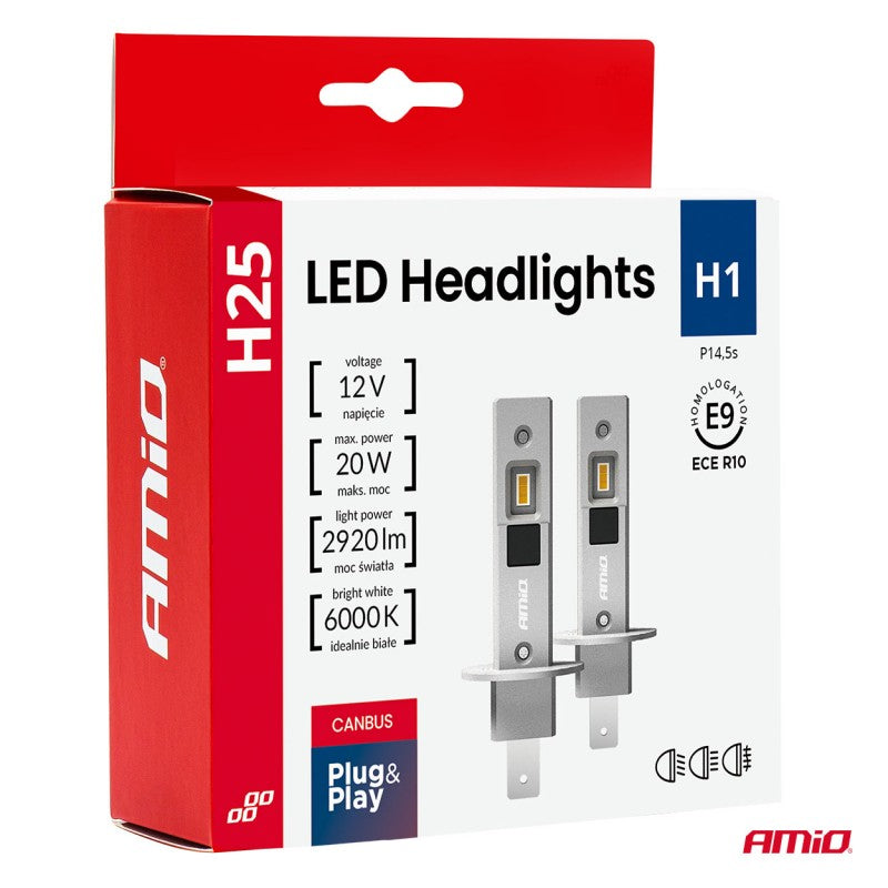 Set becuri LED seria H25 CANBUS H1 12V 20W AMIO-04709