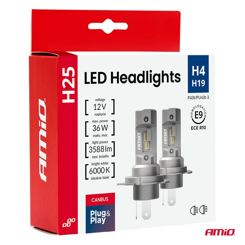 Set becuri LED seria H25 CANBUS H4 H19 12V 36W AMIO-04711
