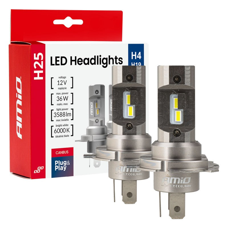 Set becuri LED seria H25 CANBUS H4 H19 12V 36W AMIO-04711