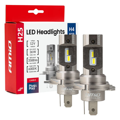 Set becuri LED seria H25 CANBUS H4 H19 12V 36W AMIO-04711