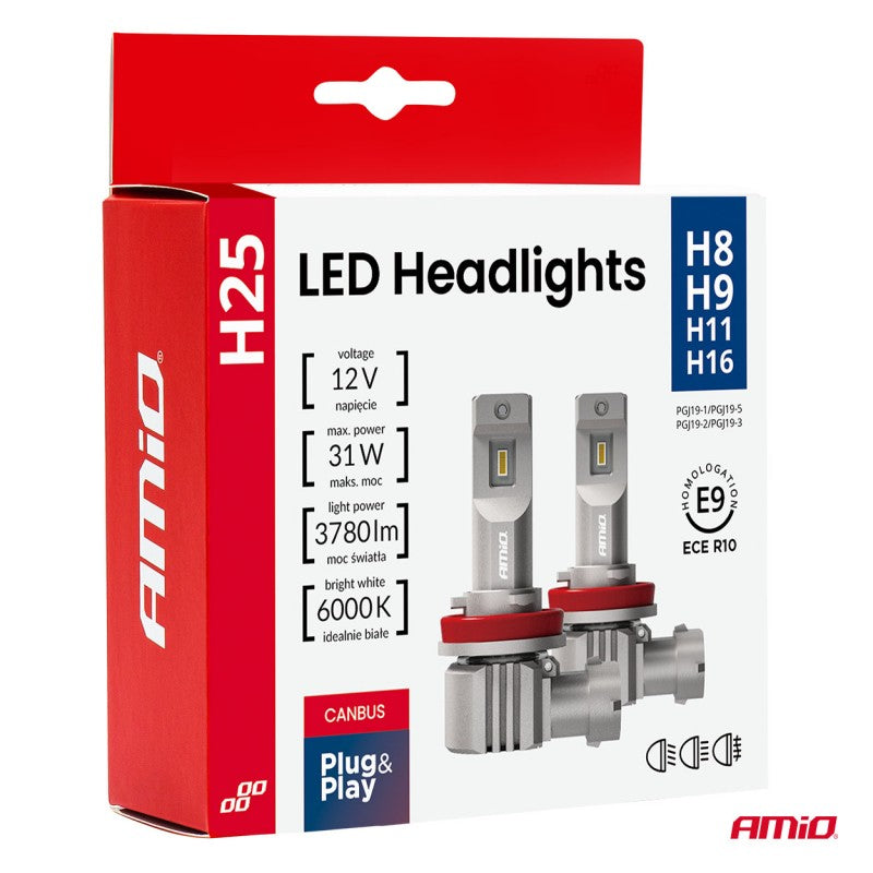 Set becuri LED seria H25 CANBUS H8 H9 H11 H16 12V 31W AMIO-04713