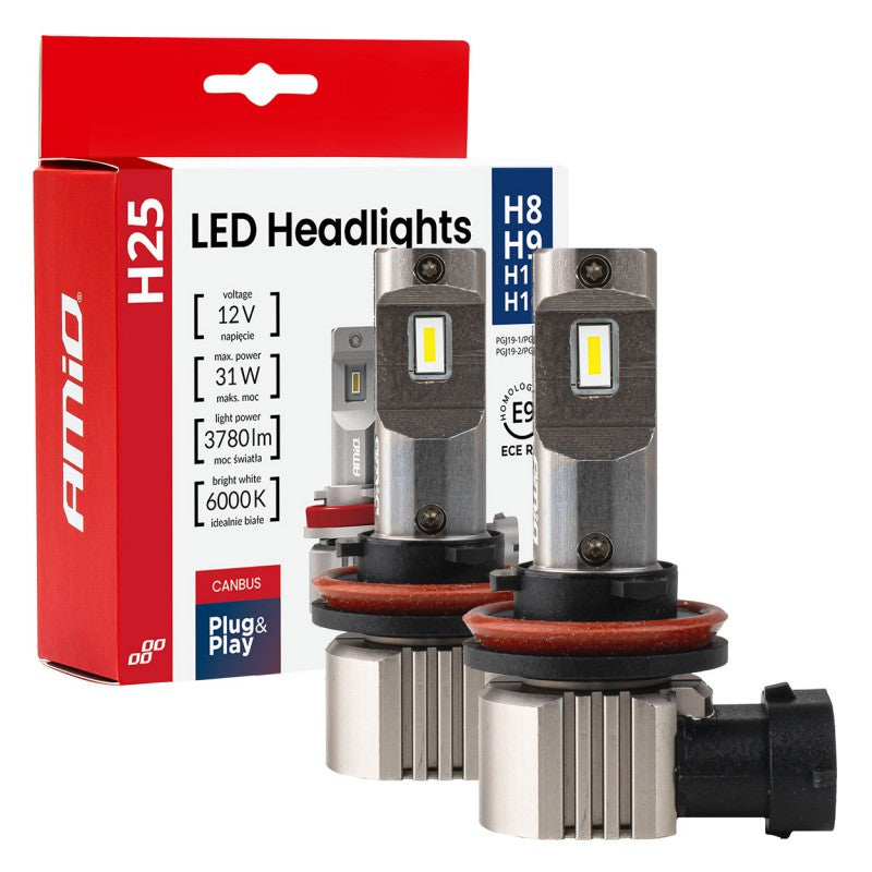 Set becuri LED seria H25 CANBUS H8 H9 H11 H16 12V 31W AMIO-04713