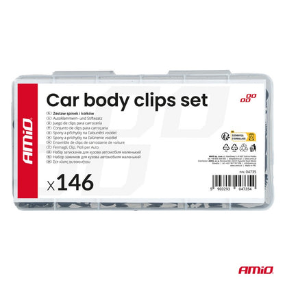 Set de cleme și știfturi auto mici 146 buc AMIO-04735