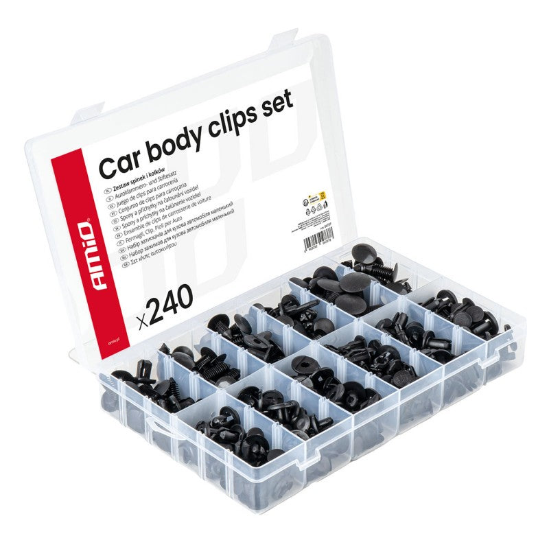 Set de cleme și știfturi auto medii 240 buc AMIO-04737