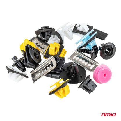 Set de cleme și știfturi auto medii 200 buc AMIO-04739