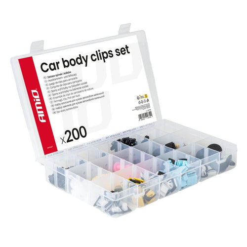 Set de cleme și știfturi auto medii 200 buc AMIO-04739