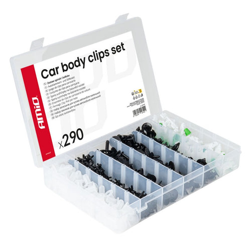 Set de cleme și știfturi auto medii 290 buc AMIO-04742