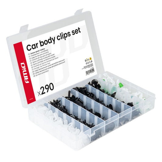Set de cleme și știfturi auto medii 290 buc AMIO-04742