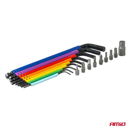 Chei hexagonale Imbus cu bit set 18 buc CRV AMIO-04787