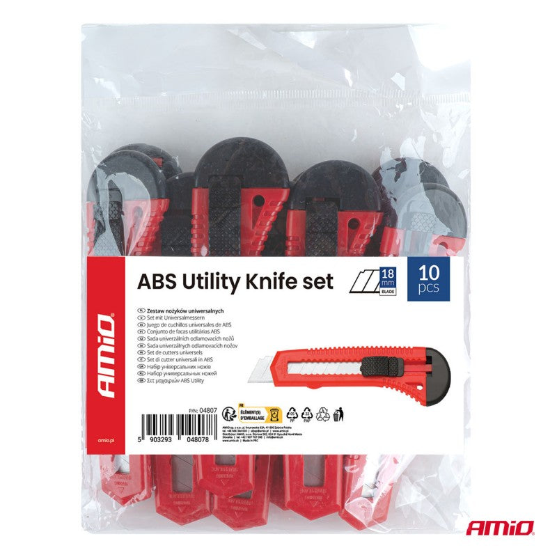 Set 10 cuttere universale 100x18x0.5mm  AMIO-04807