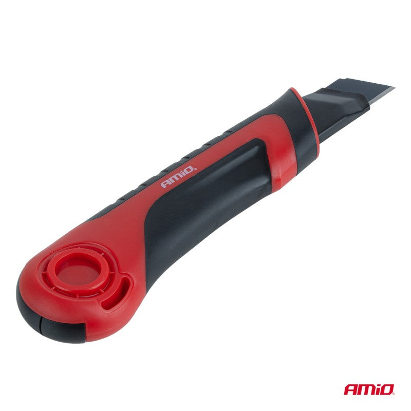 Cutter din oțel SK5 cu lamă ABS neagră 100x18x0.5mm AMIO-04812
