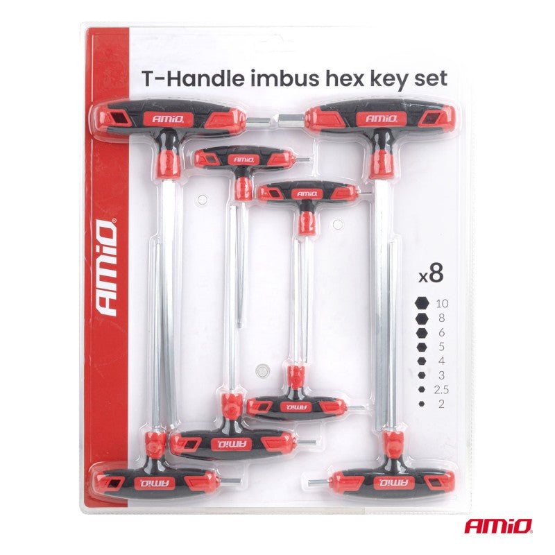 Set chei hexagonale Imbus cu mâner în T, 8 buc. AMIO-04826