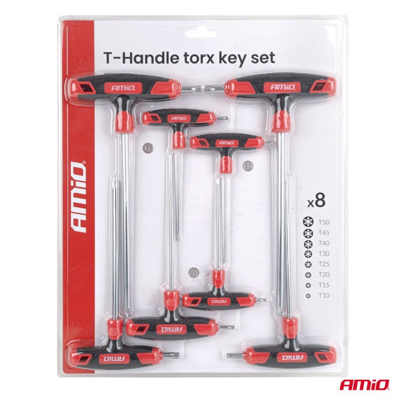 Set chei Torx cu mâner în T, 8 buc. AMIO-04827