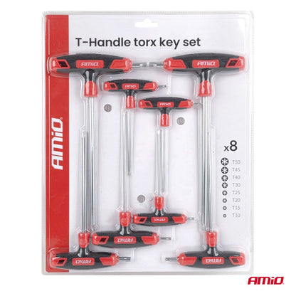 Set chei Torx cu mâner în T, 8 buc. AMIO-04827