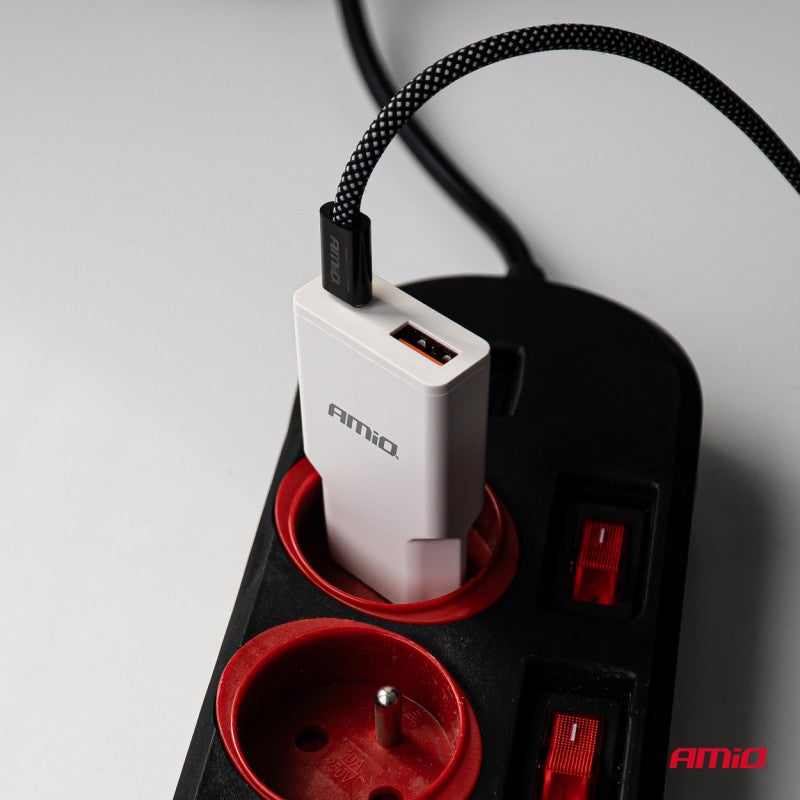 Încărcător de perete 230V 20W GaN USB-C USB-A AMIO-04838