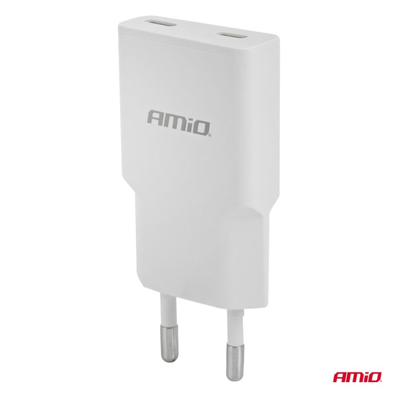 Încărcător de perete 230V 30W GaN 2xUSB-C AMIO-04839