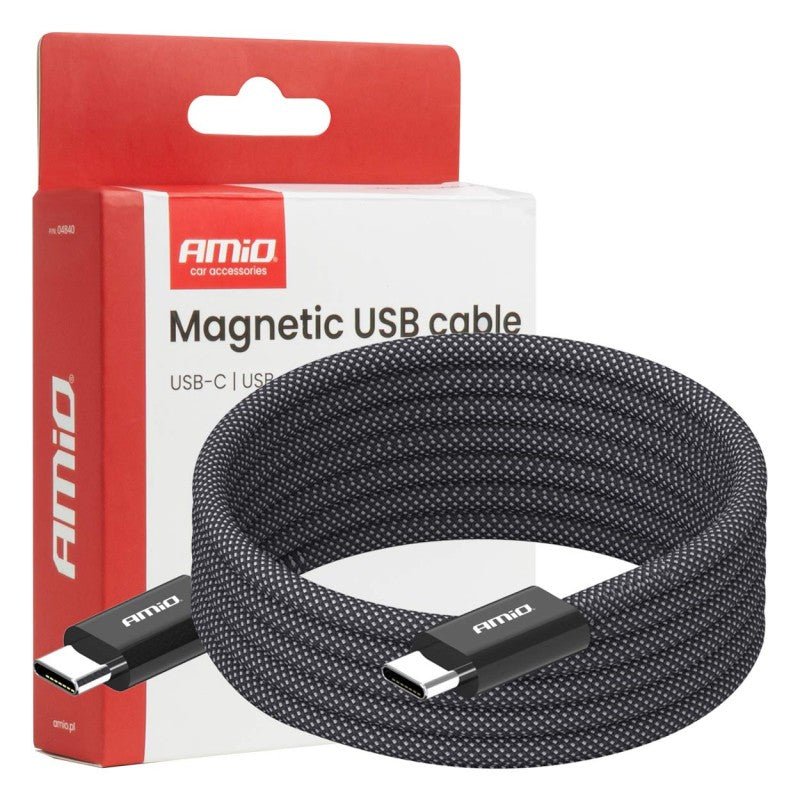 Cablu USB magnetic USB-C – USB-C 60W 100cm AMIO-04840