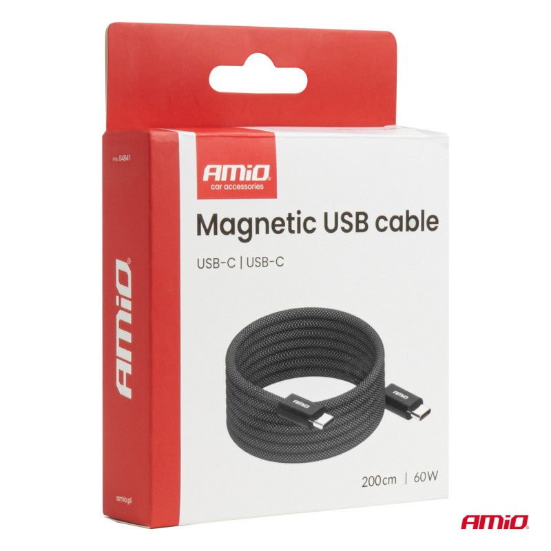 Cablu USB magnetic USB-C – USB-C 60W 200cm AMIO-04841