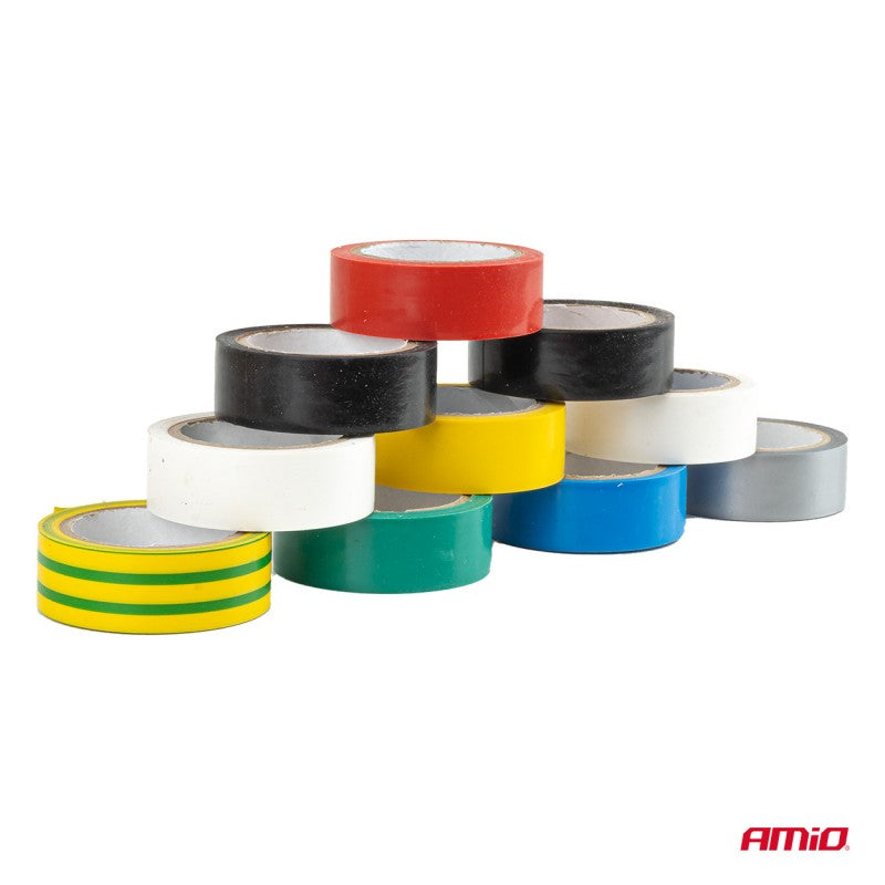 Benzi izolatoare colorate, set de 10, 18 mm x 5,5 m x 0,13 mm, AMIO-04846